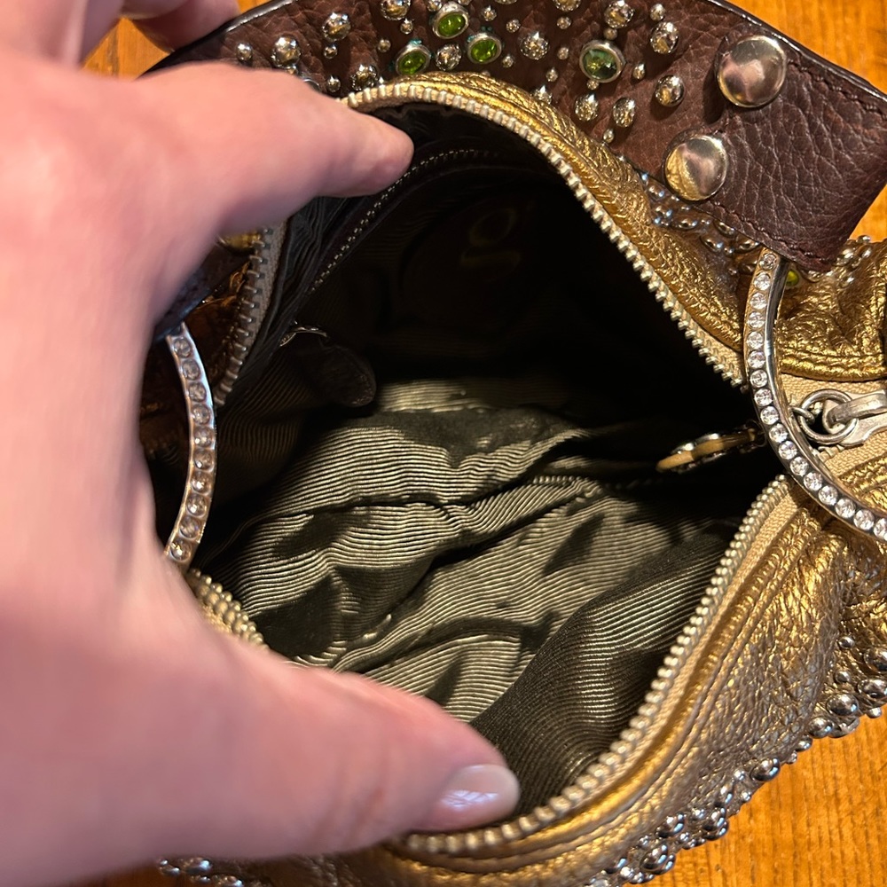 Cole Haan G Series Bronze Leather Studded Handbag/Wristlet Like New!! - Picture 4 of 13